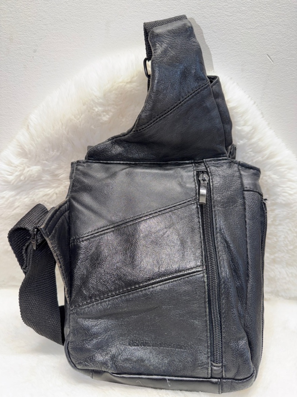 Vintage Leather Patchwork 9”x8”Crossbody Bag + Matching New Leather Wallet 🪪